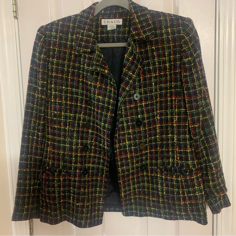 Chaus Size 4 beautiful and warm Chaus Button Up Blazer Jacket tweed colorful